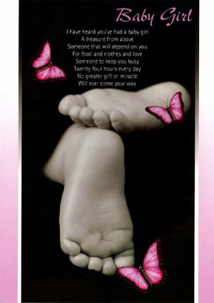 Baby Girl Card Butterfly Peter Costelloe