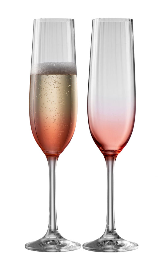 Galway Crystal Erne Champagne Flute Blush Pair
