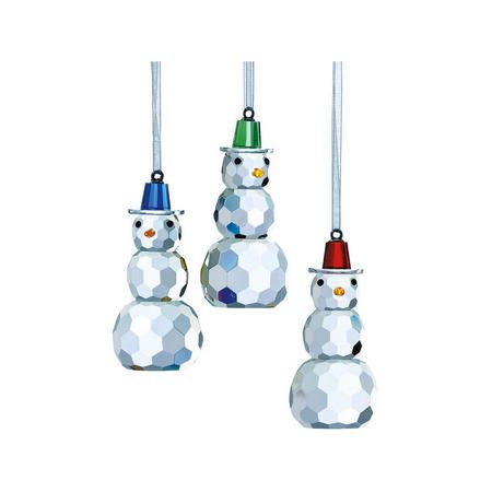 Galway Crystal Snowman Hanging Ornaments 3 pack