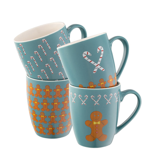 Gingerbread Men Set of 4 Mugs
