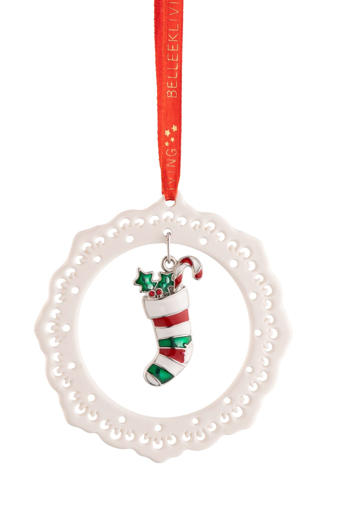 Pierced Ornament with Enamel Stocking