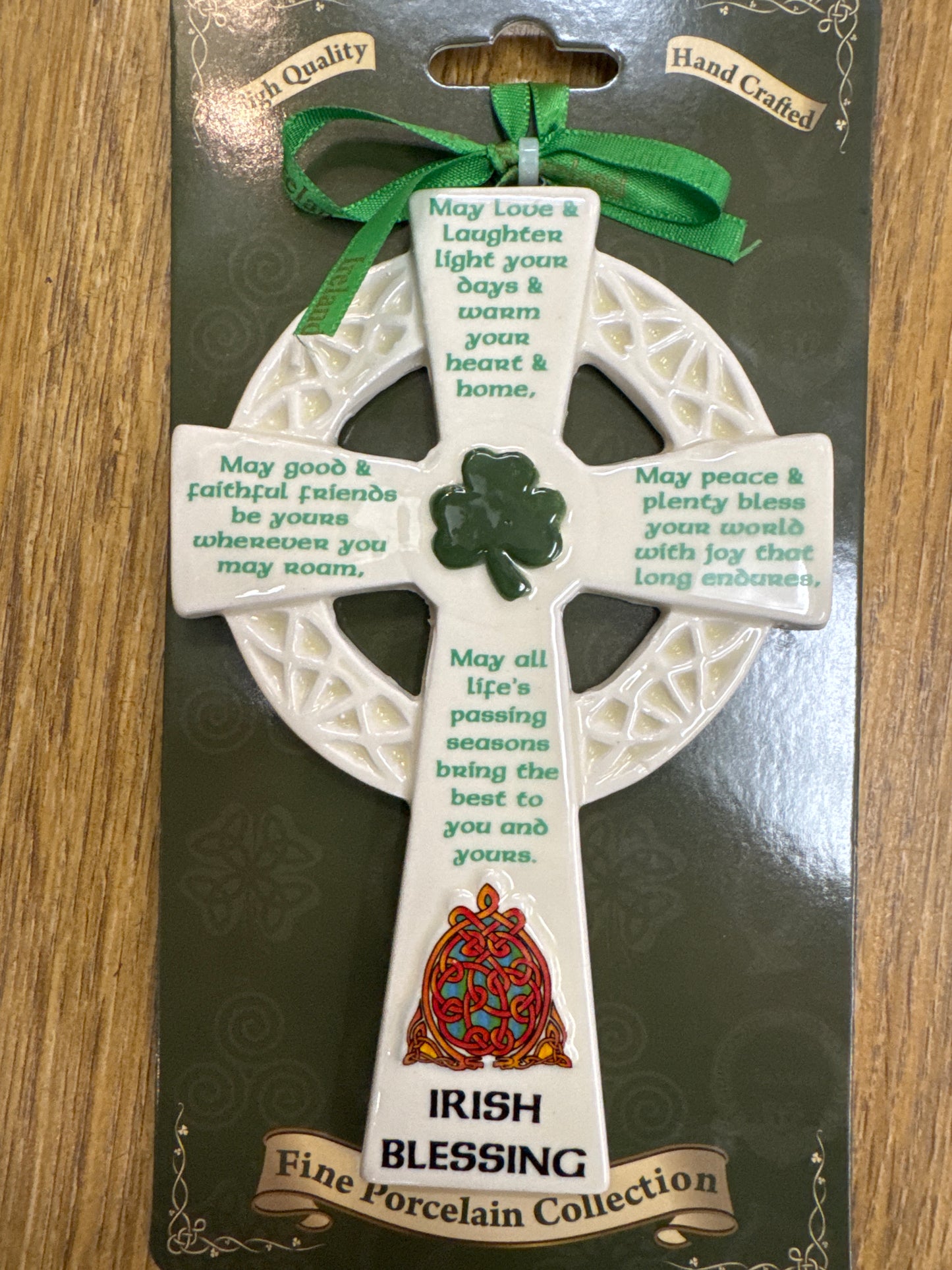 Ceramic Hanging Ornament Irish Blessing Cross