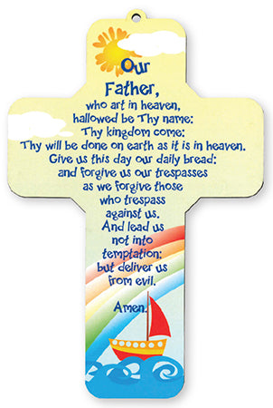 wood cross 7 1/4" our father