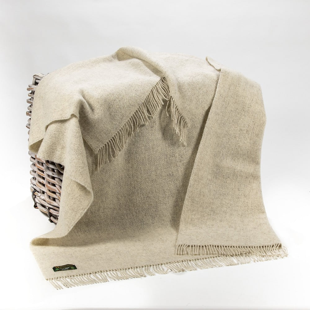 Natural Wool Eco Throw Ecru Herringbone