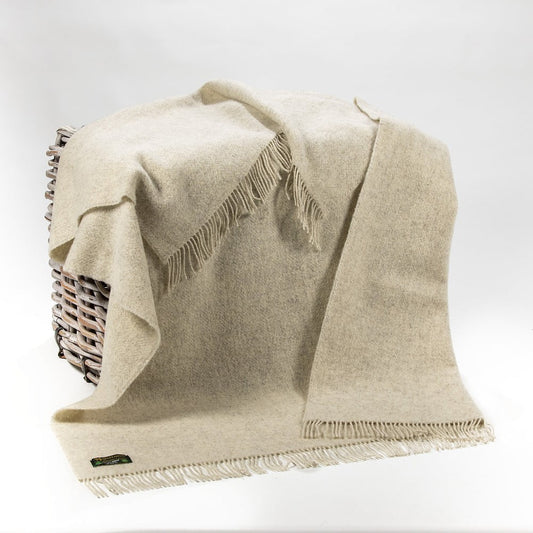 Natural Wool Eco Throw Ecru Herringbone
