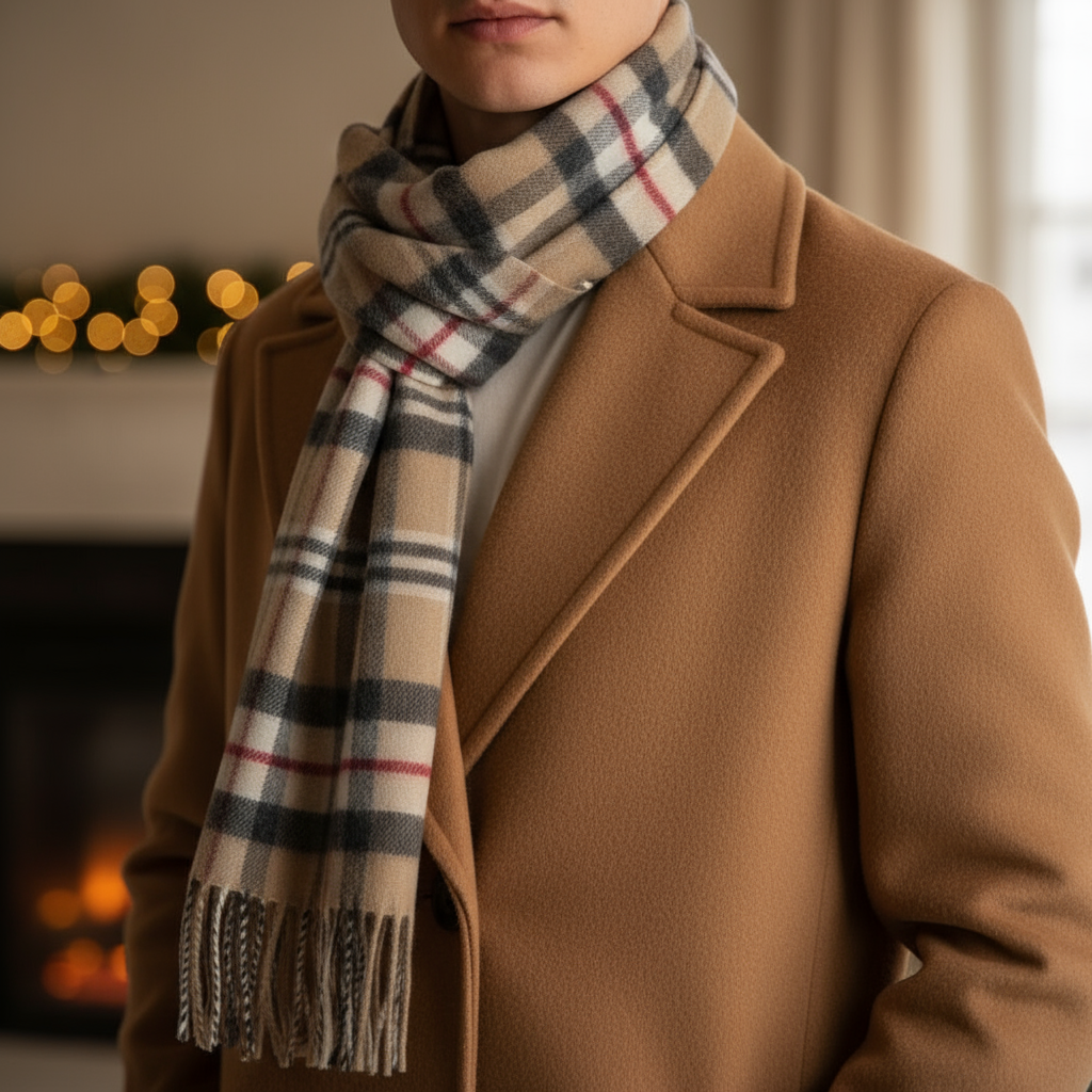 Merino Luxury Wool Classic Camel Tartan