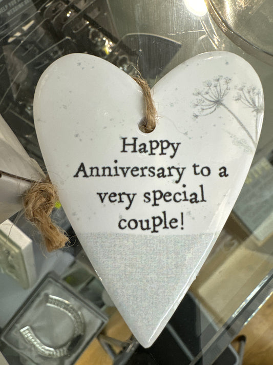 Ceramic Heart - Happy Anniversary Hanging Ornament
