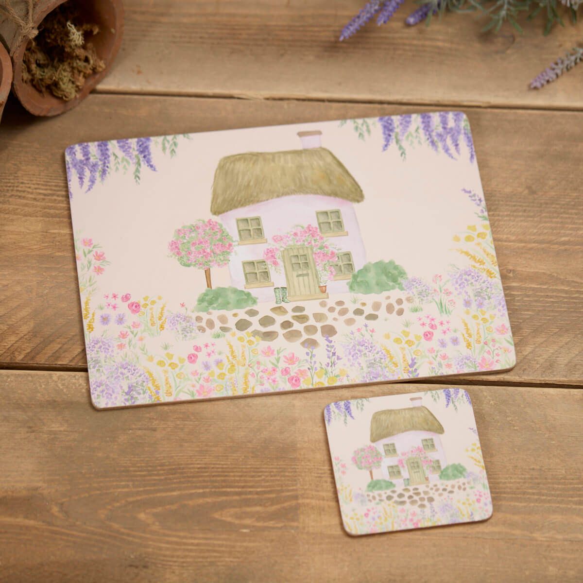 Cottage Garden Scene Set of 4 Coasters