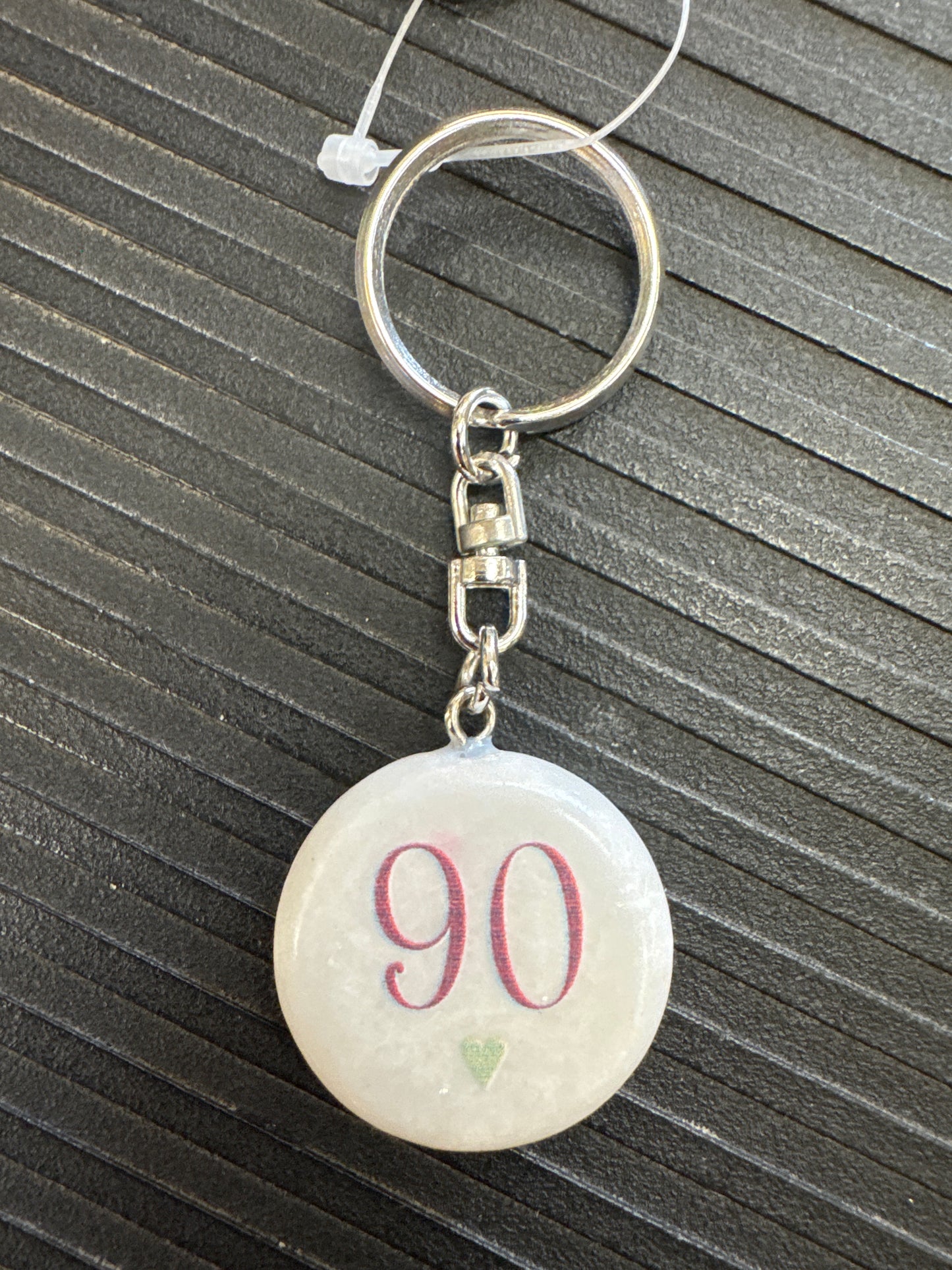 90th Birthday Marble Stone Key Ring