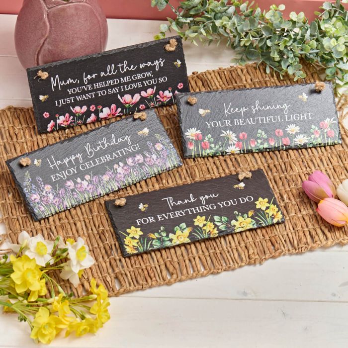 FLORAL SLATE HAPPY BIRTHDAY ENJOY CELEBRATING