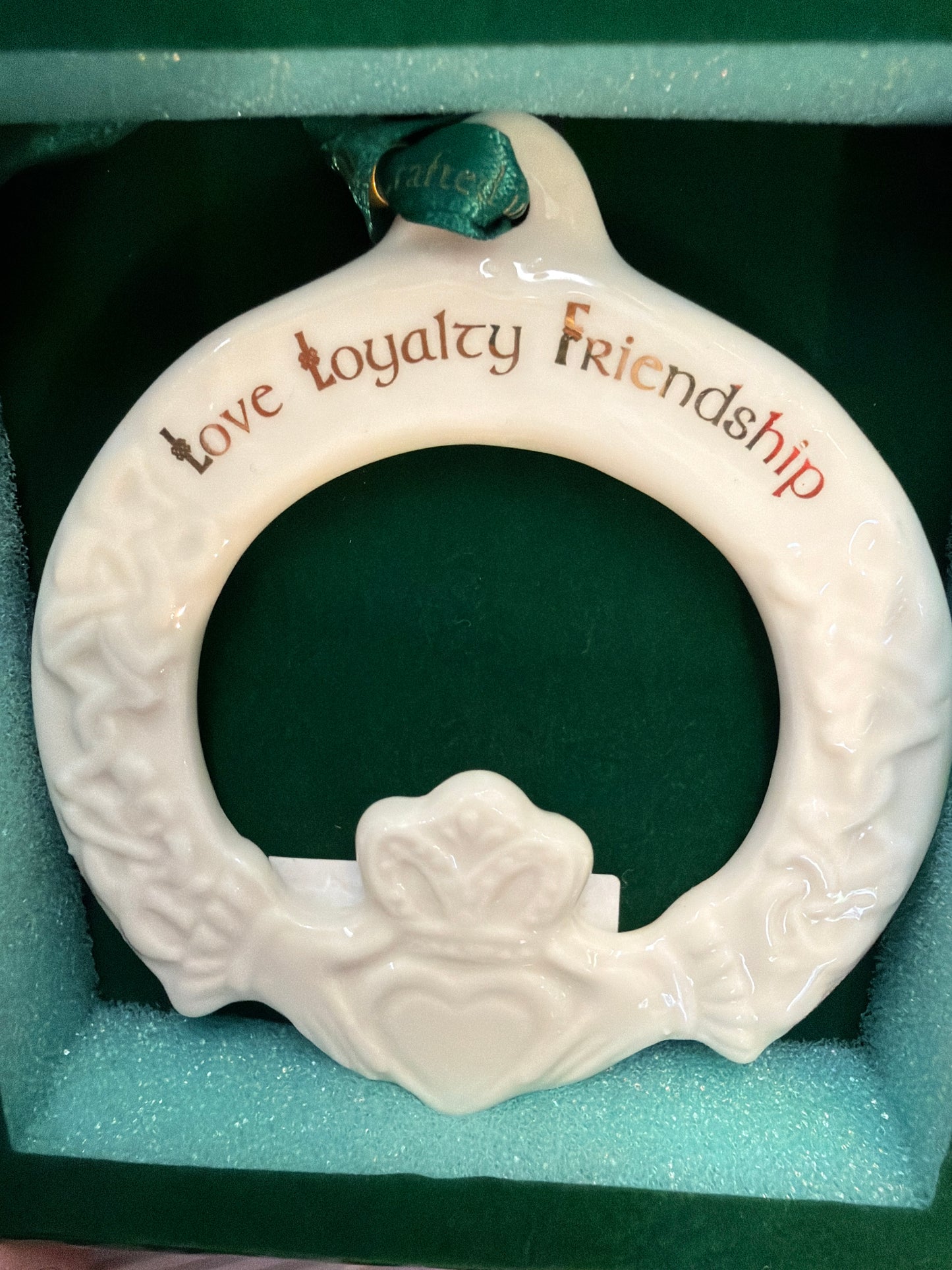 Belleek Claddagh friendship ornament