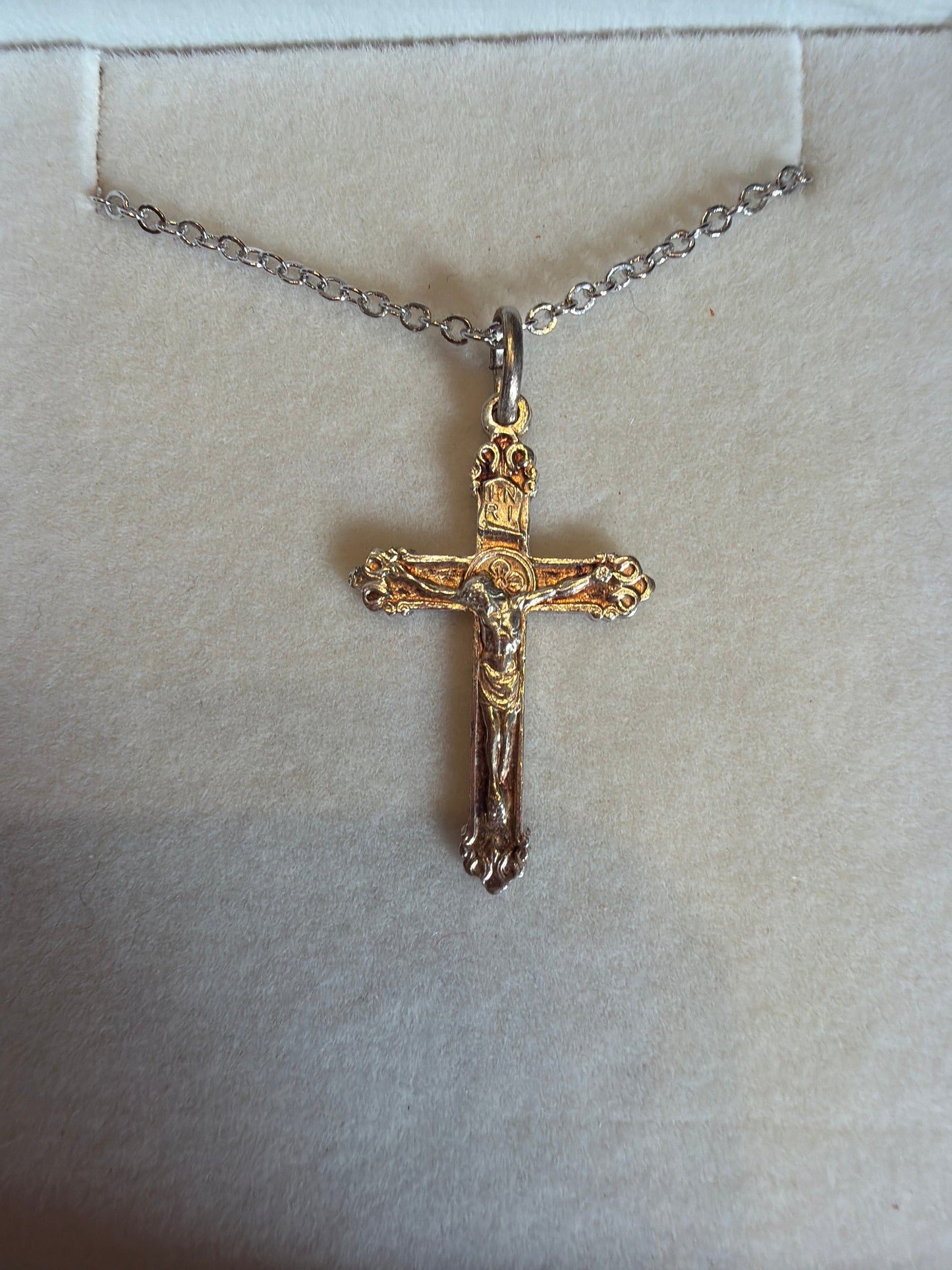 First communion sterling silver crucifix necklace