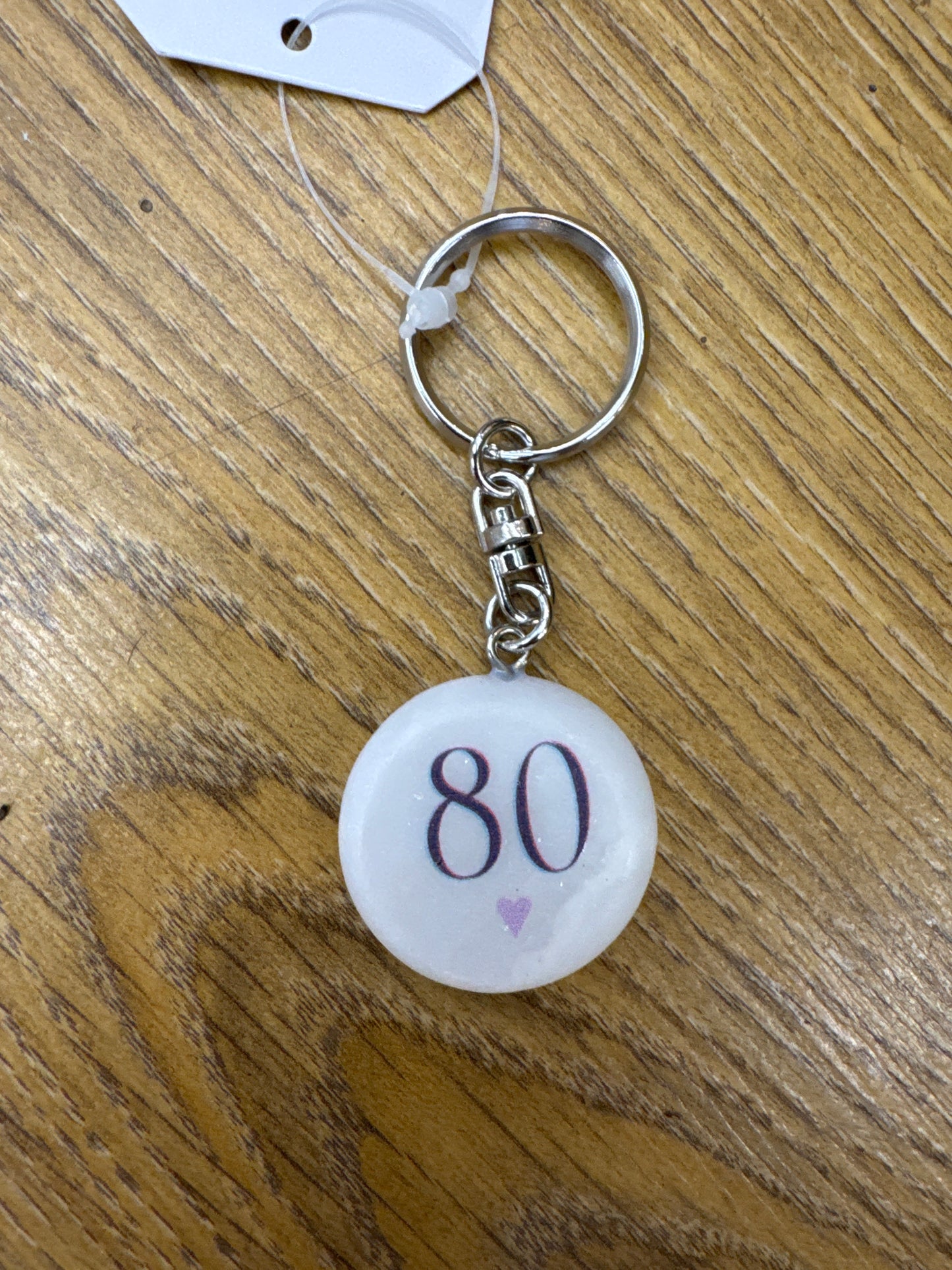 80th Birthday Marble Stone Key Ring