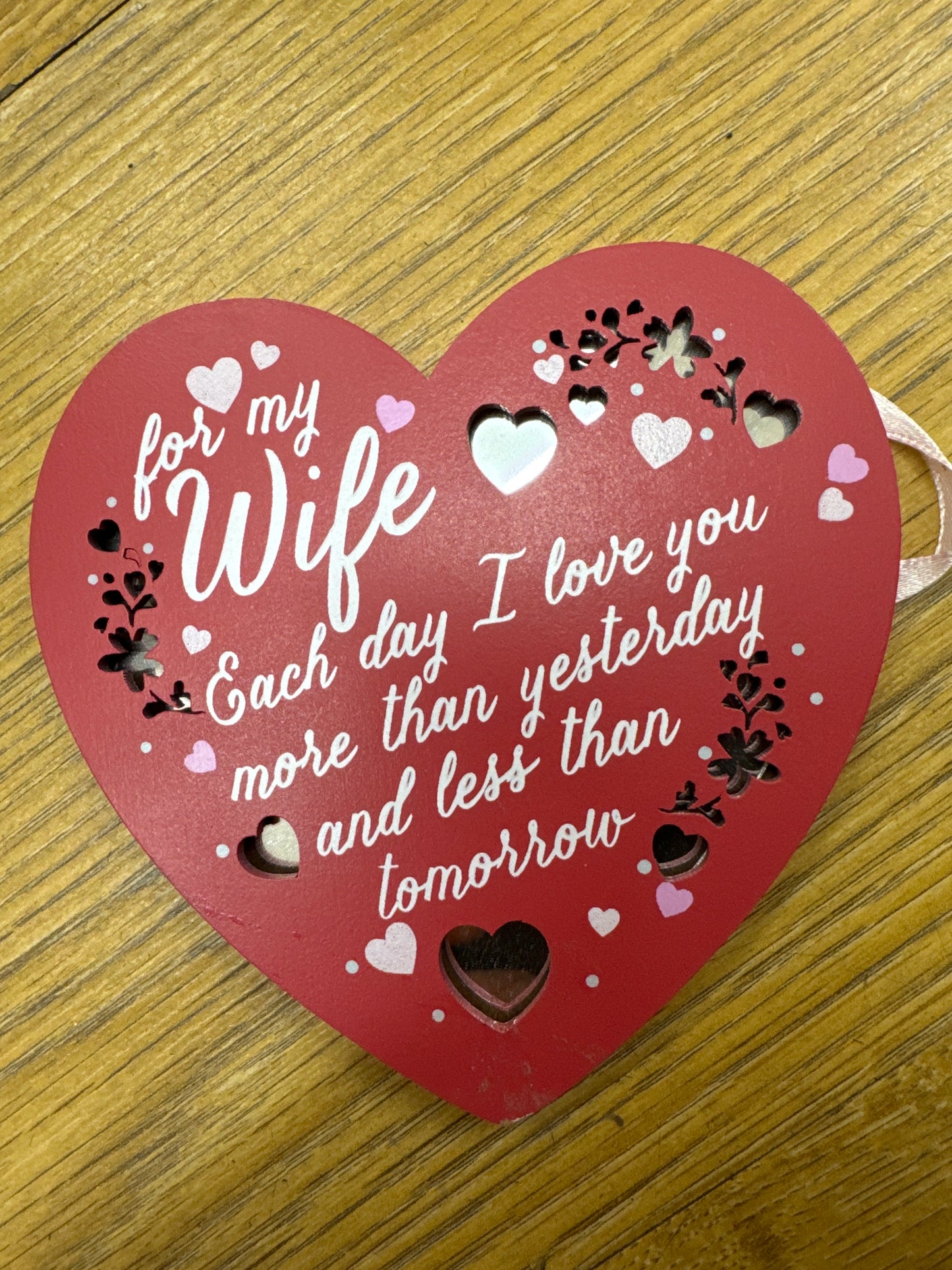 For my Wife Heart Plaque