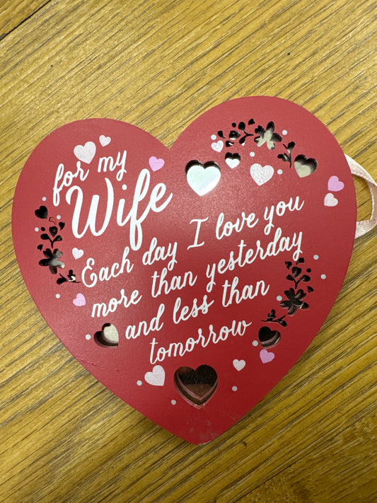 For my Wife Heart Plaque