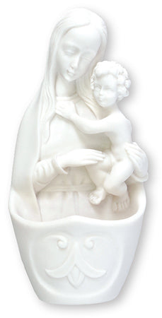 white resin font 5 1/2"holy madonna & child