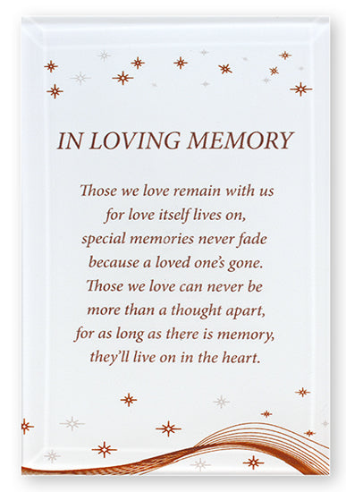 glass plaque / loving memory