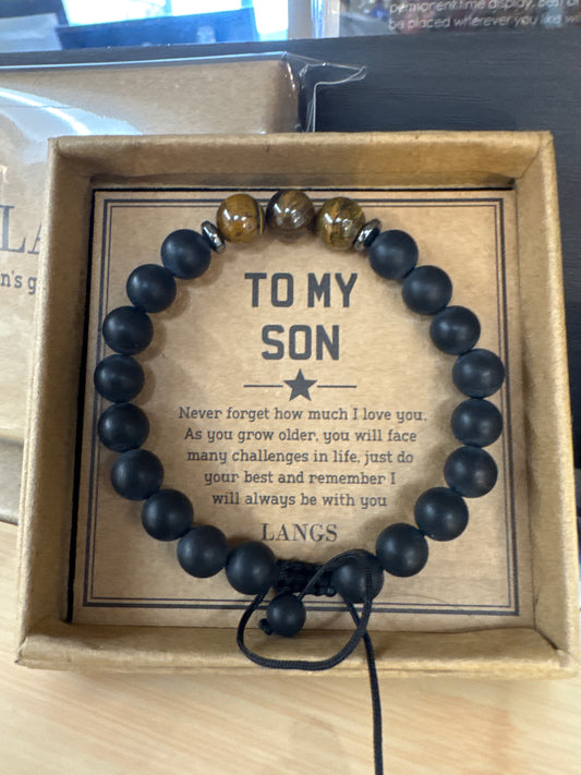 Son Memories BLACK ONYX AND TIGERS EYE GEMSTONE Bracelet