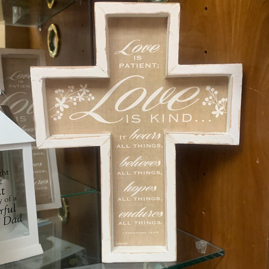Wood Cross Love is Patient
