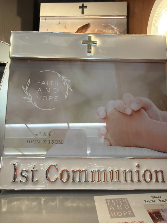 Faith & Hope Enamel & Silver Frame - 1st Communion