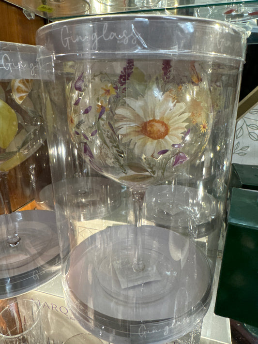 Daisy Bee Floral Gin Glass