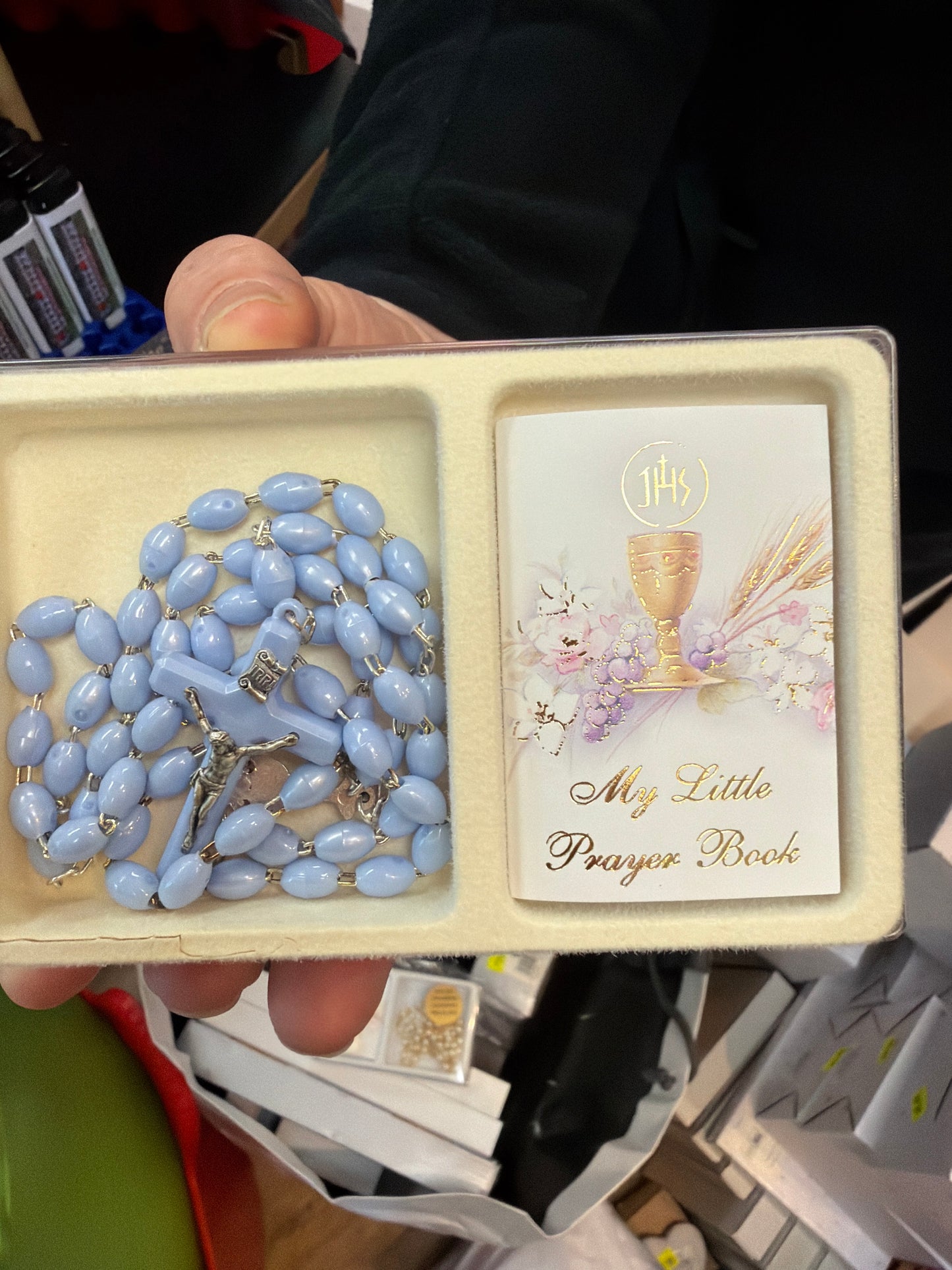 Plastic blue Rosary Beads 60055