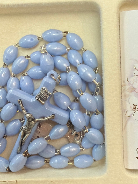Plastic blue Rosary Beads 60055