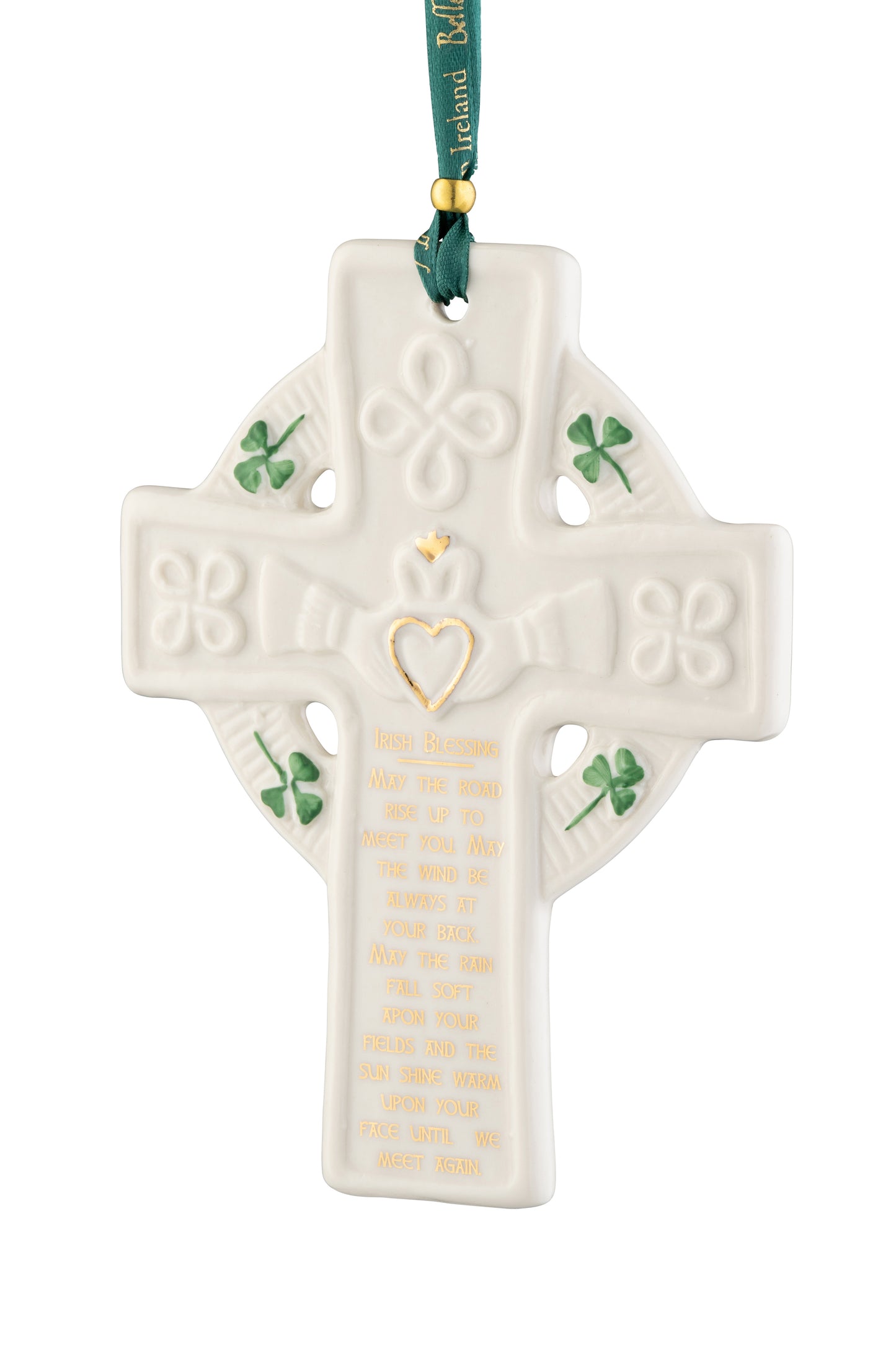 Belleek Claddagh Blessing Cross