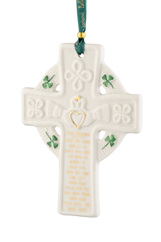 Belleek Claddagh Blessing Cross
