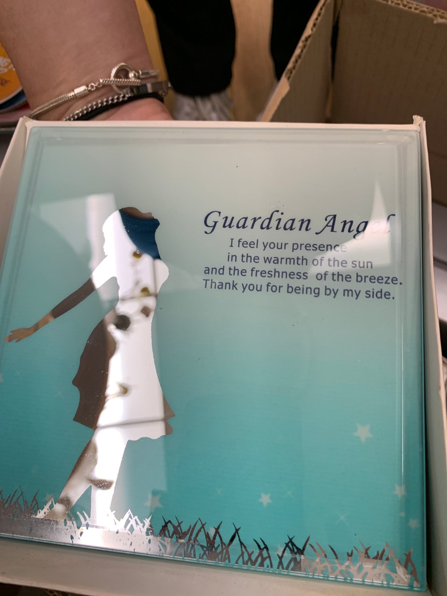 Glass Guardian Angel Plaque