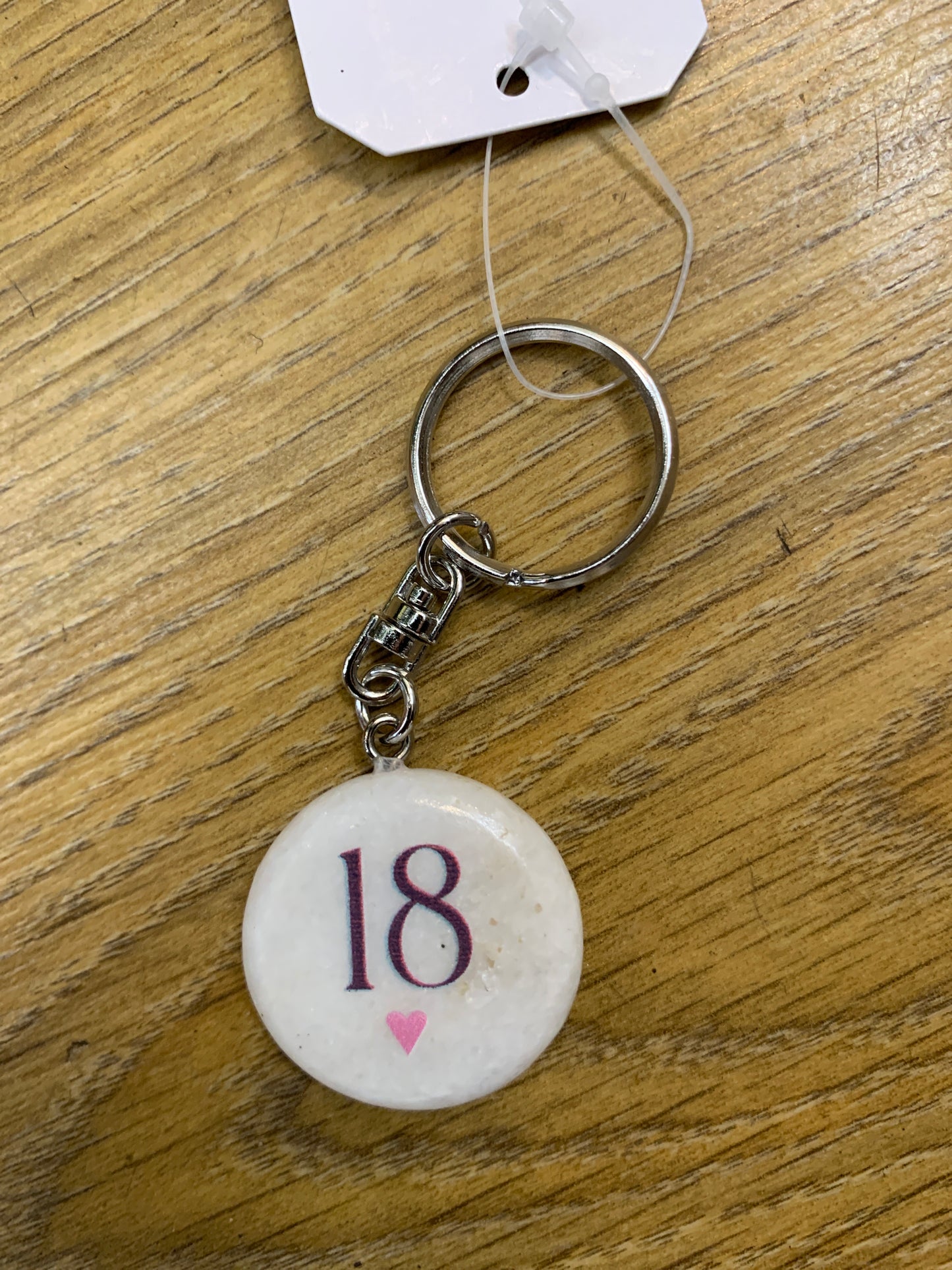 18th Birthday Marble Stone Key Ring