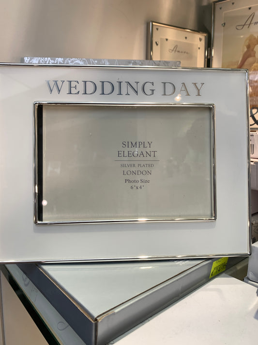 Wedding Day frame 6x4 silver plated