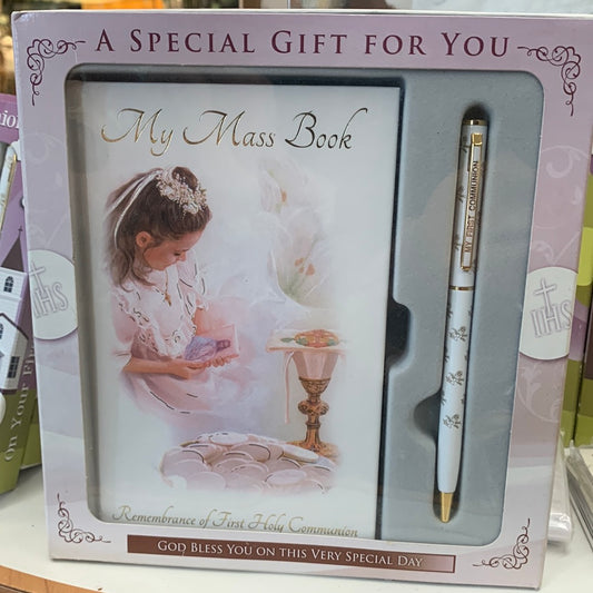 communion girl gift set / book & pen