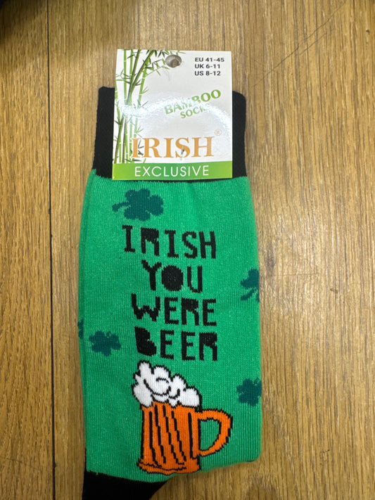 Bamboo Socks Irish You Were Beer
