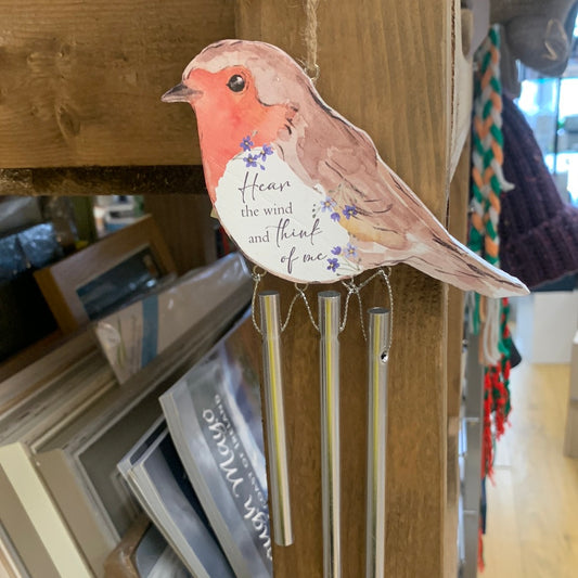 Robin Wind chime Wooden with quote