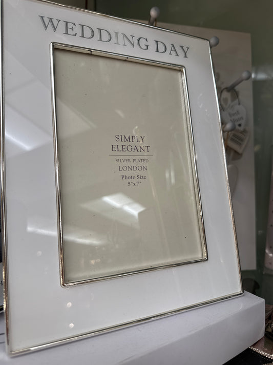 Wedding Day frame 5x7 silver plated