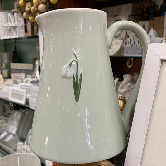 Snowdrop Embossed Greenish Jug Large