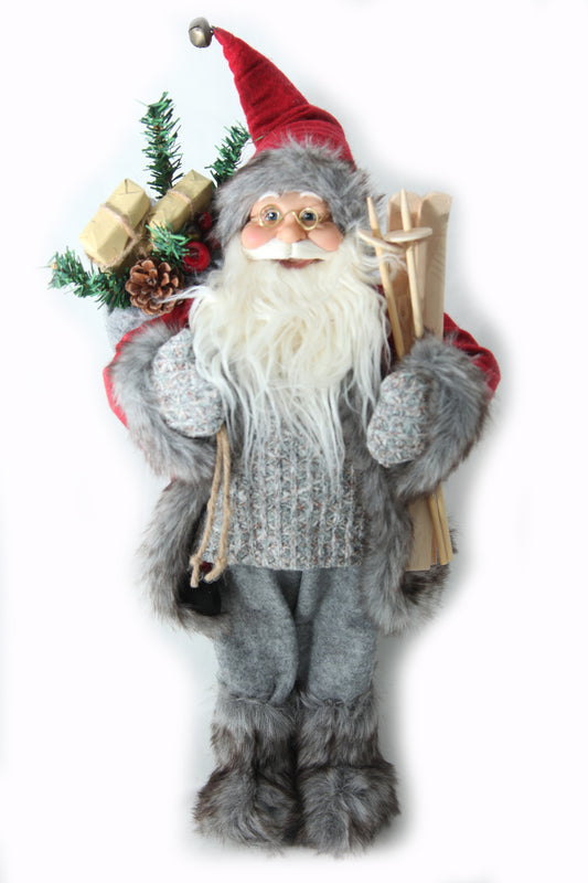 Soft santa with skiis Grey