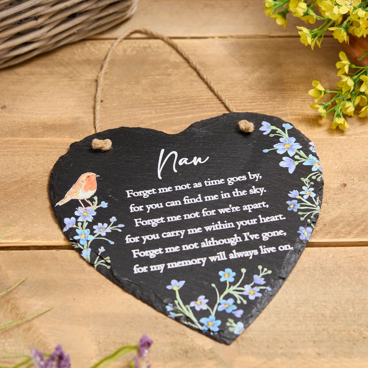 SLATE SIGN ROBIN FORGET ME NOT NAN