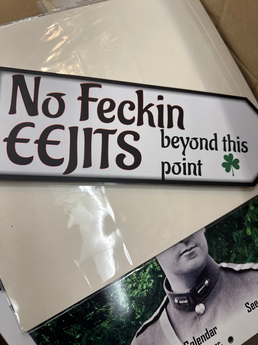 ROAD SIGN No Feckin Eejits beyond this point