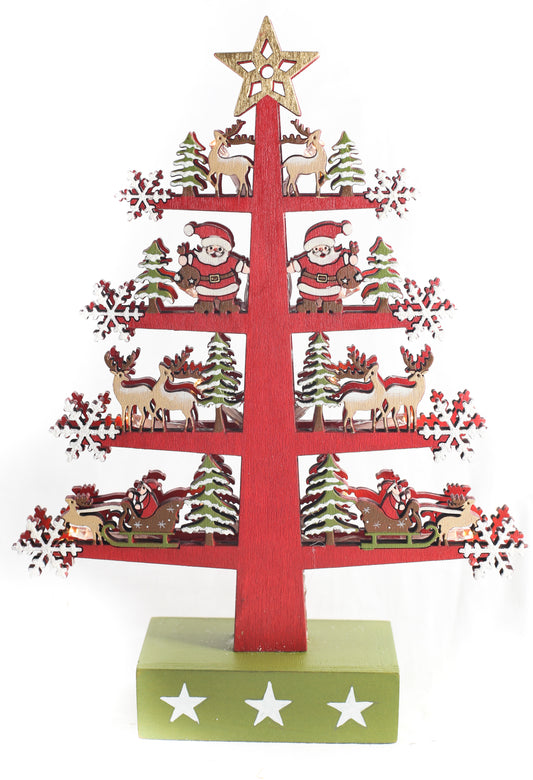 Red wooden Christmas Tree