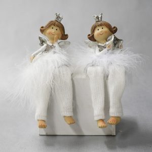 Sitting Angels with feather dress