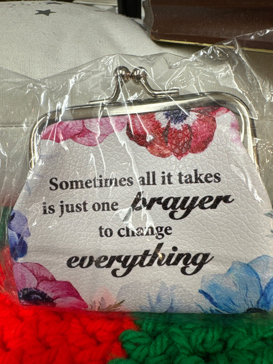 Purse/White/Bonded Leather just one prayer