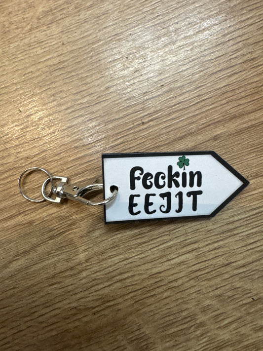 Wooden Feckin Eejit Key Ring