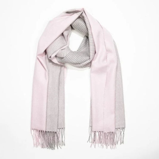 Oversized Merino Scarf Baby Pink Glencheck