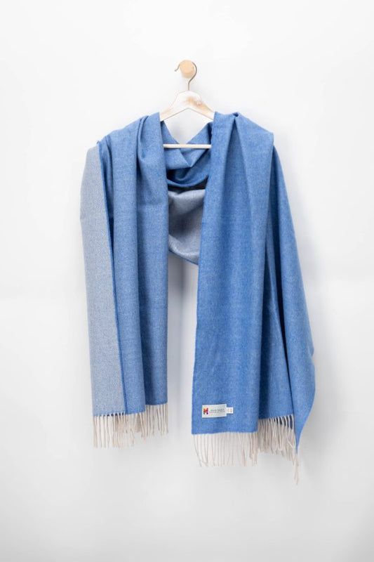 Oversized Merino Scarf Blue Oyster