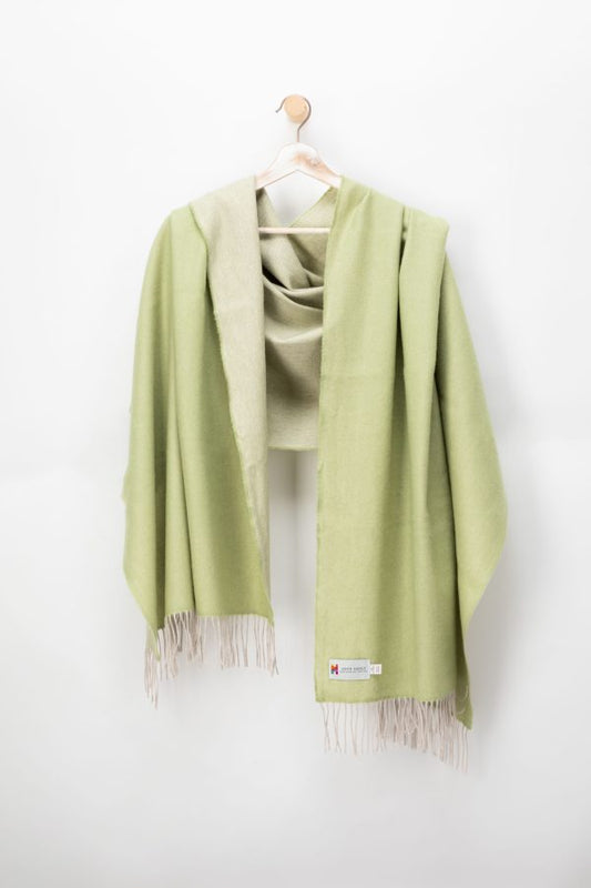 Oversized Merino Scarf Green Oyster
