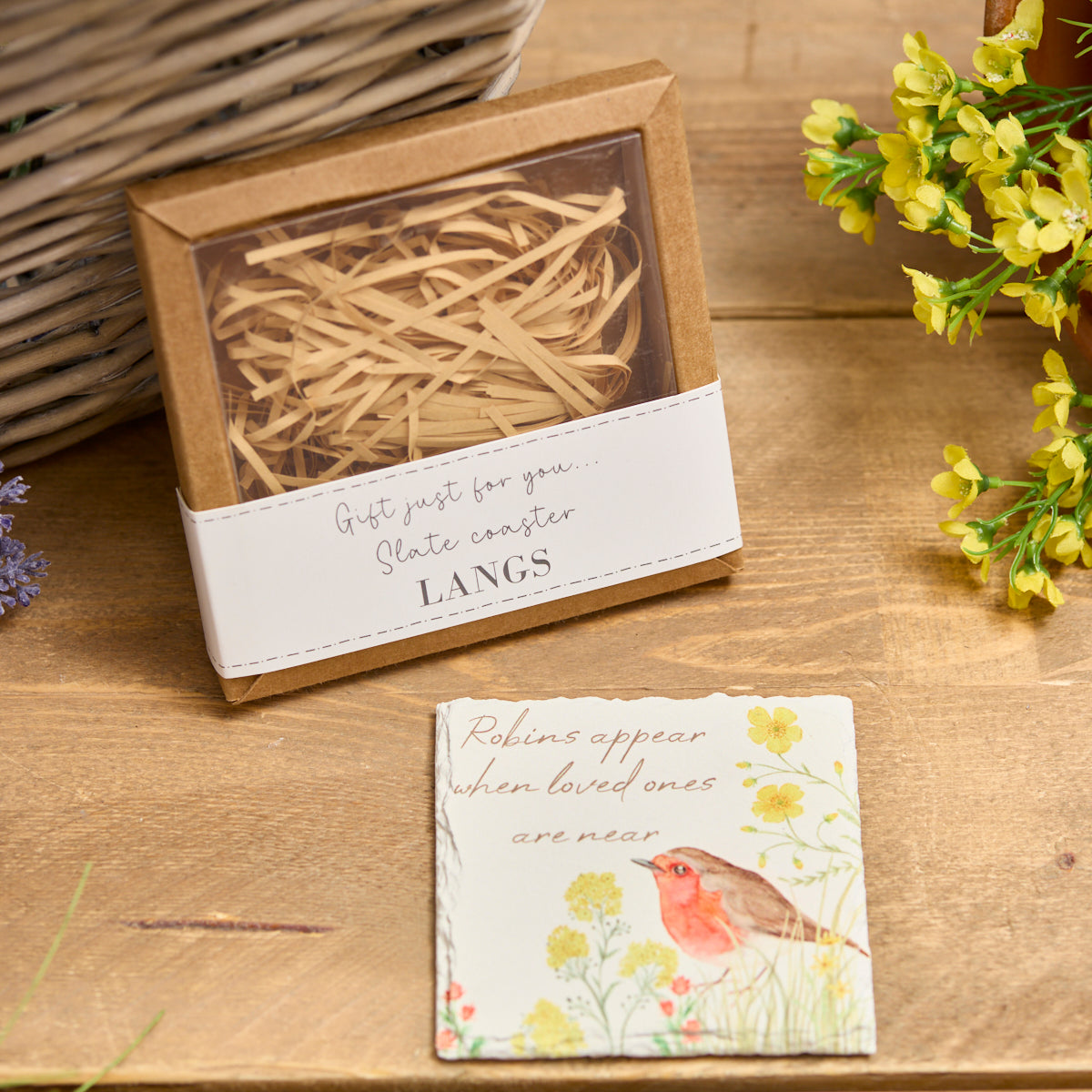 Slate Coaster Robins appear when loved ones are near