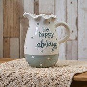 HAPPY FLUTED JUG GREY & WHITE SPOTTY EMBOSSED STONEWARE