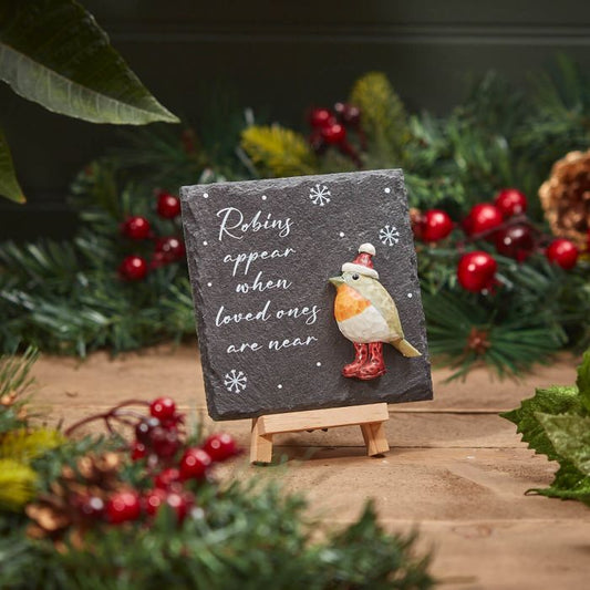XMAS SLATE ROBINS APPEAR